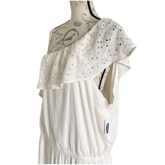 Old Navy Dress Lot of 2 size 3X White Yellow Floral Boho One Shoulder Vacation - Picture 13 of 16